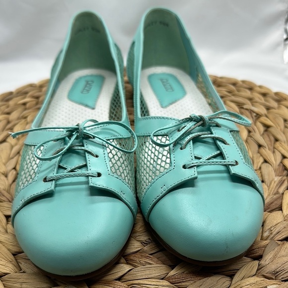 PAZZO Ashley Aqua Green Mesh Lace-Up Women's Ballet Flats NWOT - Picture 3 of 9
